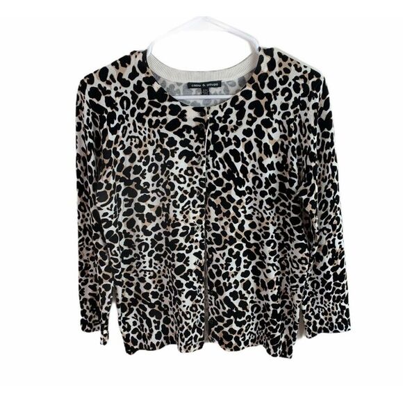 Cable And Gauge Leopard Print Cardigan Size small - Picture 3 of 9